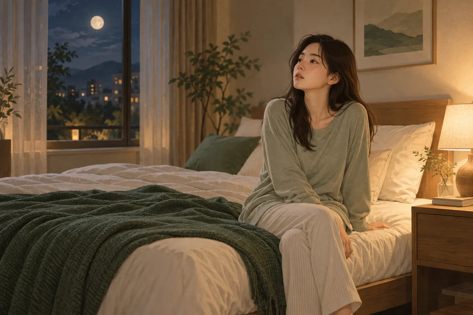 잠들기 전 코막힘을 느끼는 성인 일러스트